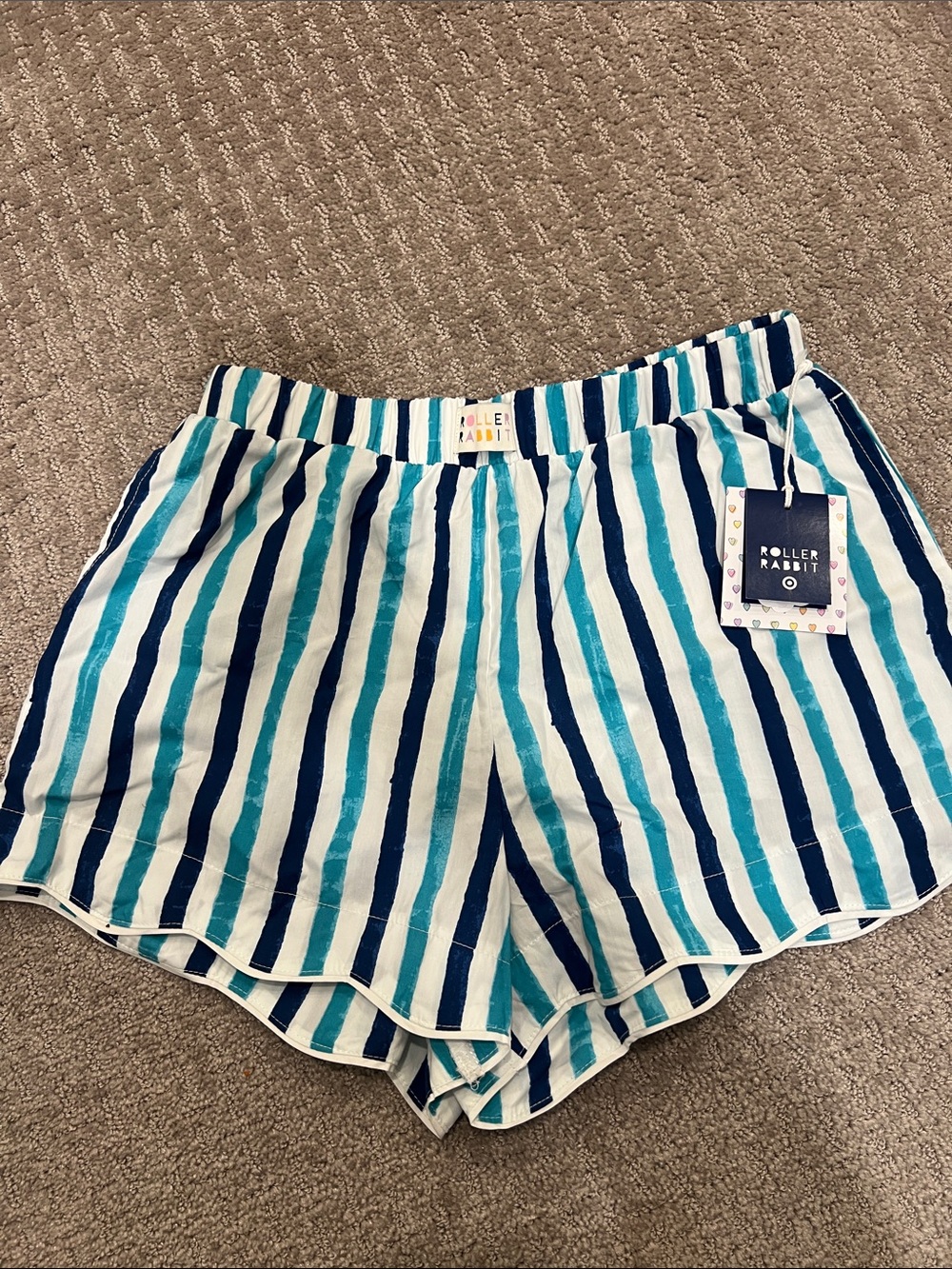 Roller Rabbit Blue & Teal Vertical-Stripe Pajama Shorts